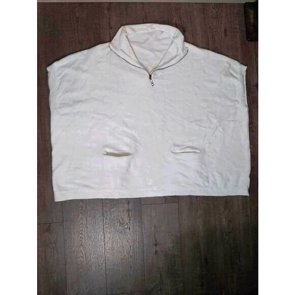 Anthropologie Sweaters - By Anthropologie Boxy Fit 1/4 Zip mid weight Cream top SZ Medium